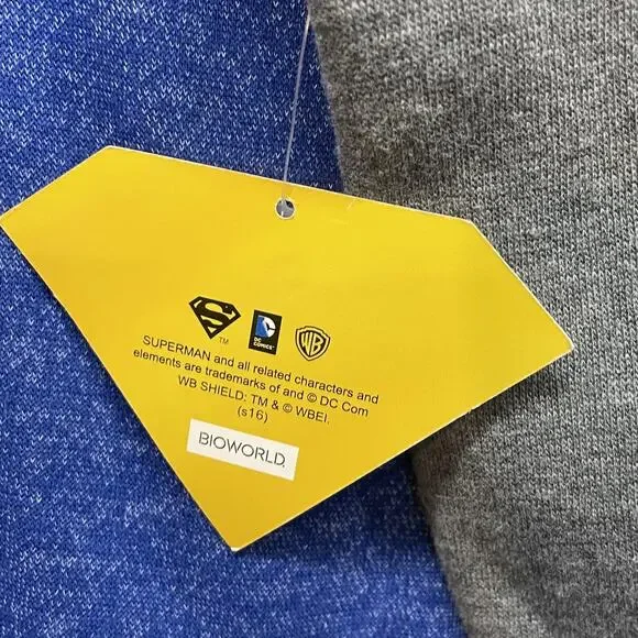 Superman Bioworld Jacket Mens XL Blue Gray Varsity Fleece Snap DC Comics Logo - Picture 8 of 11